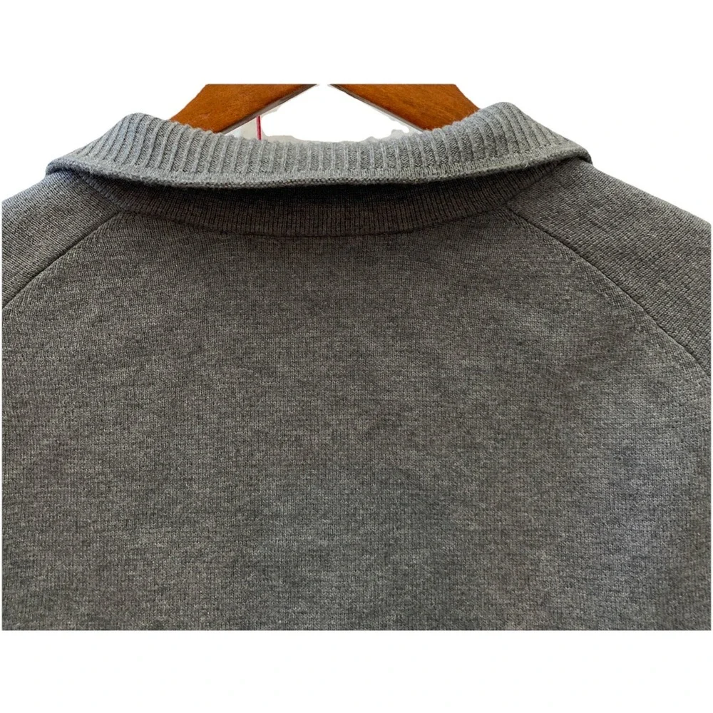 Banana Republic Gray Wool Cotton Mens 1/4 Zip Sweater Size Large Pullover‎ L New